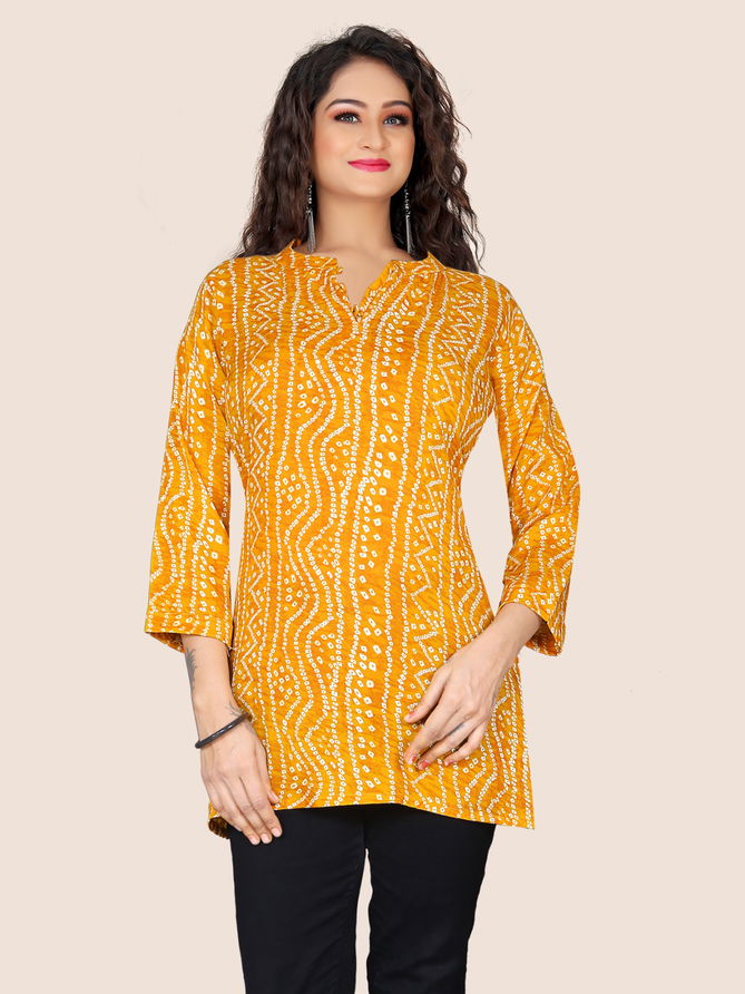 DGs Attire Bandhani Print Cotton Wholesale Ladies Top Catalog